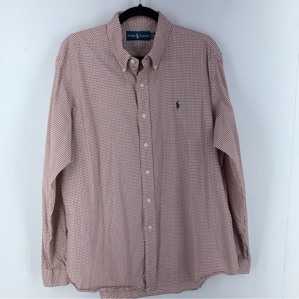 Ralph Lauren Mens XL Button Down Shirt Preppy Professional Casual Plaid Oxford